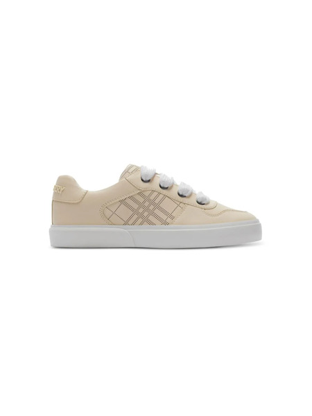  Burberry Kids Check Leather Trainers - Neutrals 