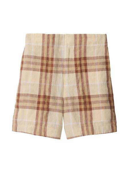  Burberry Kids Check Linen Shorts - Neutrals 
