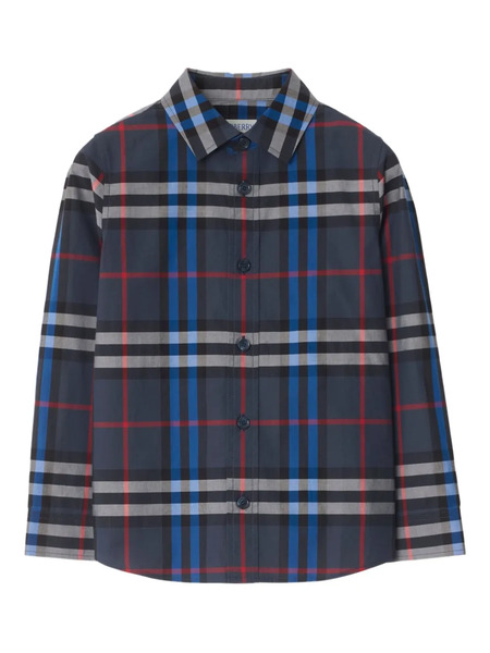  Burberry Kids Check-pattern Cotton Shirt - Blue 