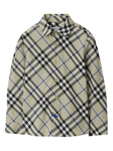  Burberry Kids Check-pattern Cotton Shirt - Green 