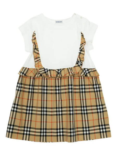 Burberry Kids Check-pattern Dress - White 