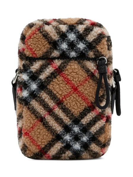  Burberry Kids Check-pattern Fleece Shoulder Bag - Brown 