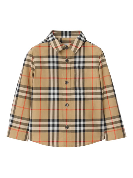  Burberry Kids Check-pattern Long-sleeve Shirt - Neutrals 