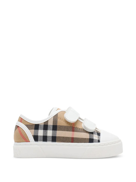  Burberry Kids Check-pattern Strap Sneakers - Neutrals 
