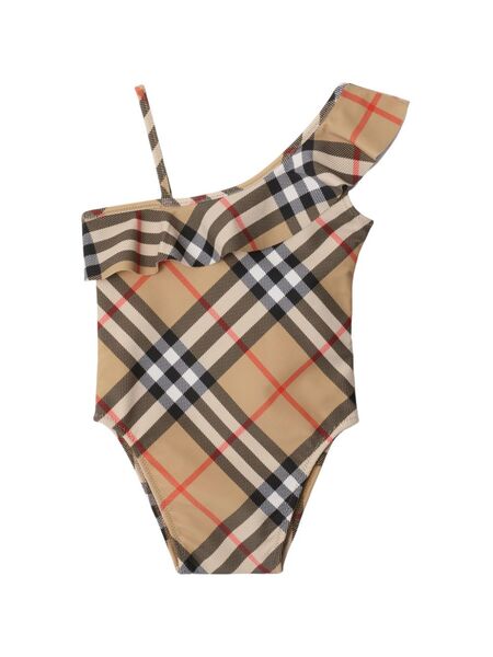  Burberry Kids Check Pattern Swimsuit - Neutrals 