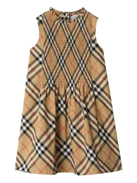  Burberry Kids Check Poplin Dress - Neutrals 