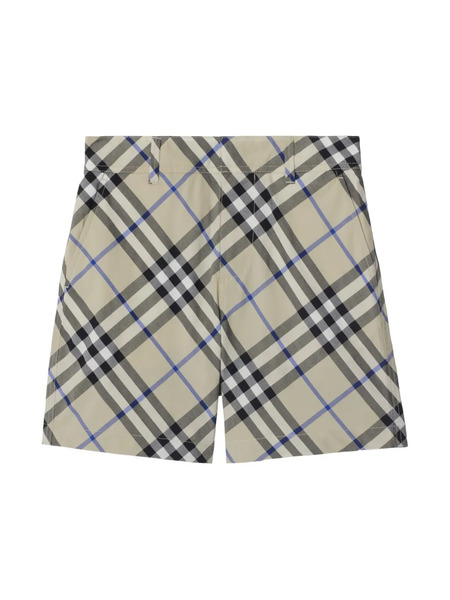  Burberry Kids Check-print Cotton Shorts - Grey 