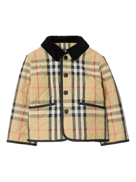  Burberry Kids Check Quilted Jacket - Neutrals 