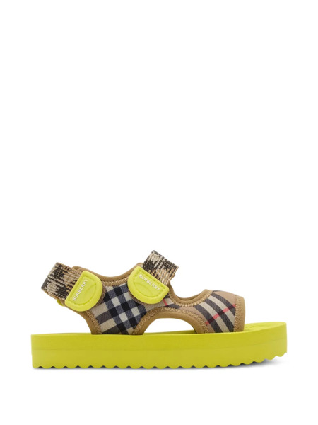  Burberry Kids Check Sandals - Yellow 