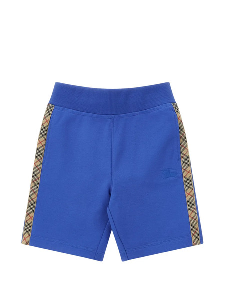  Burberry Kids Check-side Embroidered Bermuda Shorts - Blue 