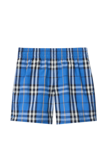  Burberry Kids Check Swim Shorts - Blue 