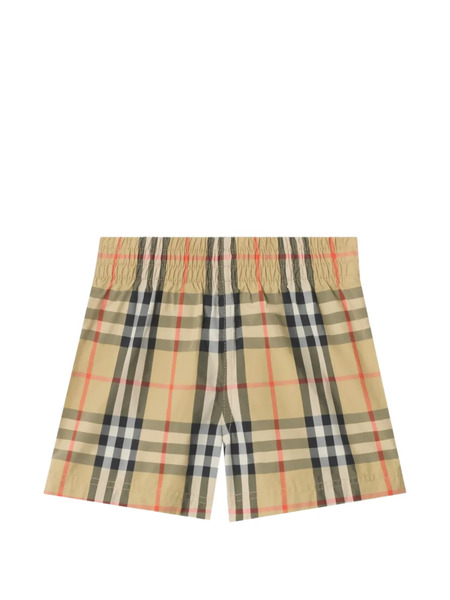  Burberry Kids Check Swim Shorts - Neutrals 