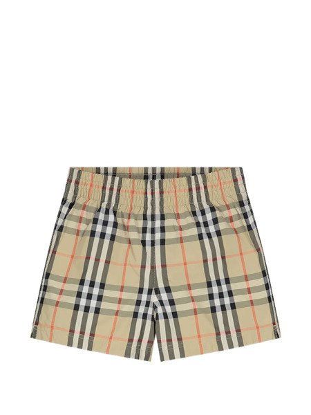  Burberry Kids Check Swim Shorts - Neutrals 