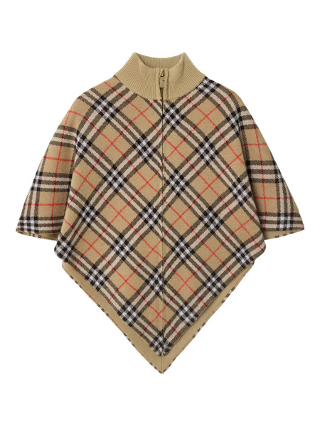  Burberry Kids Check Wool Cape - Neutrals 