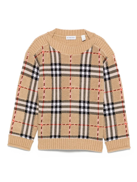  Burberry Kids Check Wool Sweater - Neutrals 