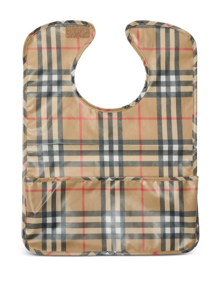  Burberry Kids Checked Coated-cotton Bib - Neutrals 