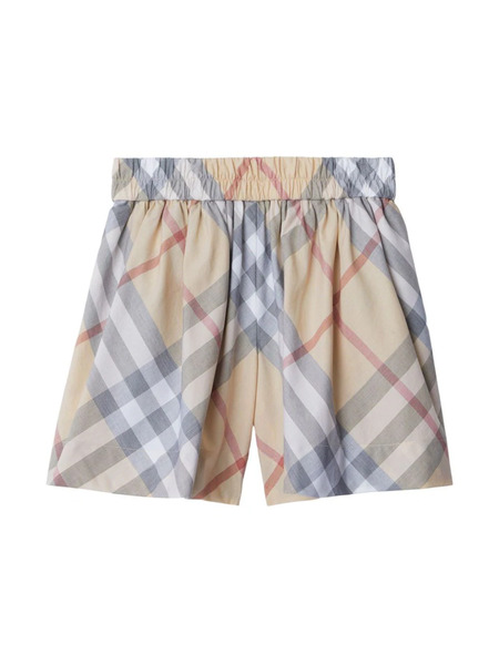  Burberry Kids Checked Cotton Shorts - Neutrals 