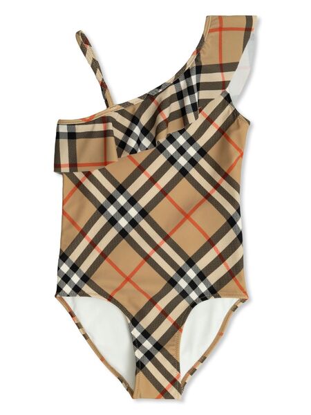  Burberry Kids Checked One-piece Swimsuit - Neutrals 