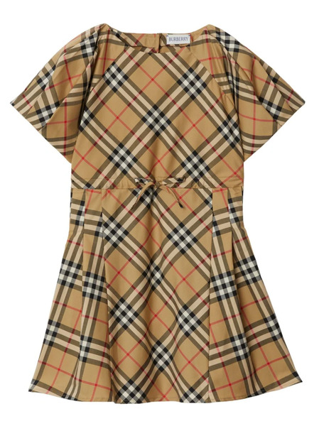  Burberry Kids Checked Pleated Minidress - Neutrals 