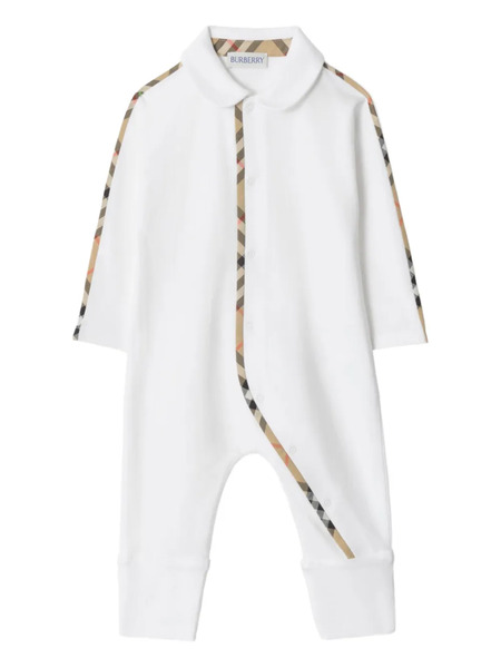  Burberry Kids Checked-trim Babygrow Set - White 