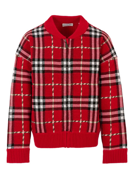  Burberry Kids Checked Zip-up Bomber Jacket - Red 