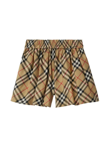  Burberry Kids Checkered Elasticated Twill Shorts - Neutrals 