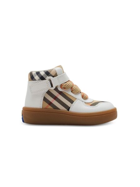  Burberry Kids Checkered High-top Sneakers - Neutrals 