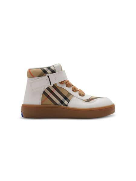  Burberry Kids Checkered High-top Sneakers - White 