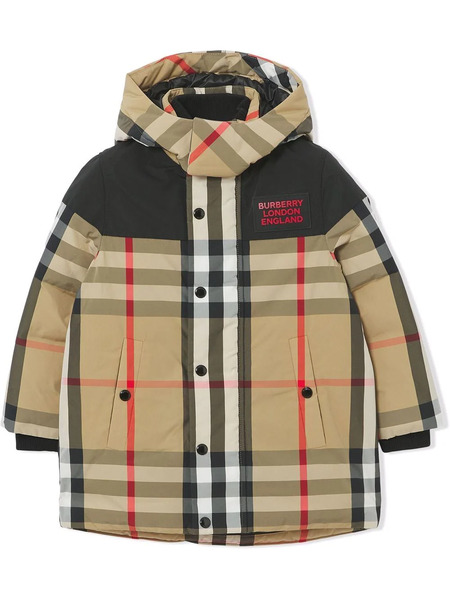  Burberry Kids Detachable Hood Padded Jacket - Neutrals 