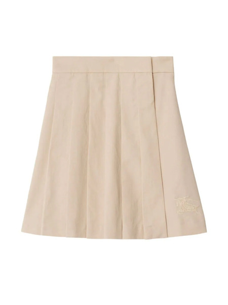  Burberry Kids Edk-embroidered Pleated Cotton Skirt - Neutrals 