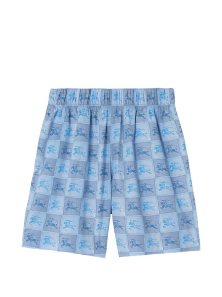  Burberry Kids Ekd Checkerboard​ Cotton Shorts - Blue 