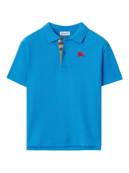  Burberry Kids Ekd Cotton Polo Shirt - Blue 