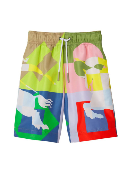  Burberry Kids Ekd Printed Swim Shorts - Green 