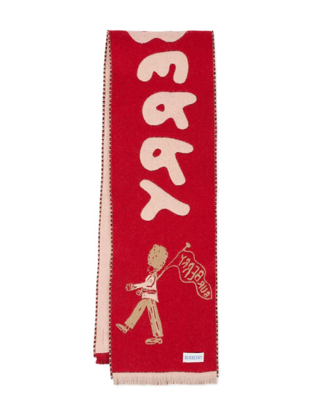  Burberry Kids Graphic-print Wool Scarf - Red 