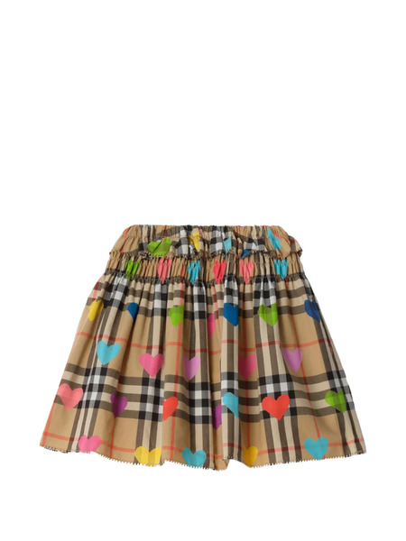  Burberry Kids Heart Check Cotton Skirt - Neutrals 