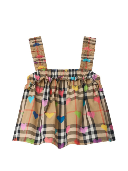  Burberry Kids Heart Check Cotton Top - Neutrals 