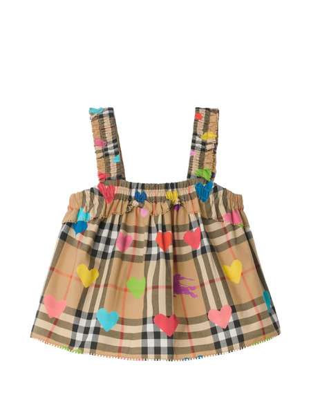  Burberry Kids Heart Check Cotton Top - Neutrals 