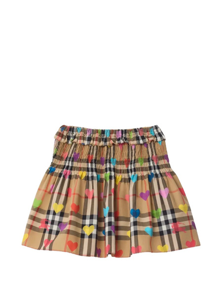  Burberry Kids Heart Check Skirt - Neutrals 