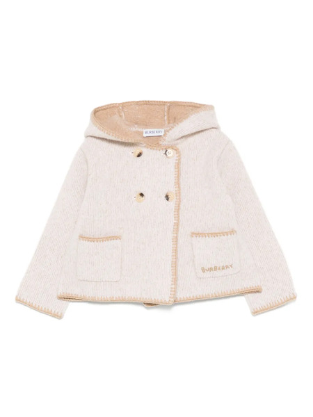  Burberry Kids Hooded Double-breasted Wool Coat - Neutrals 