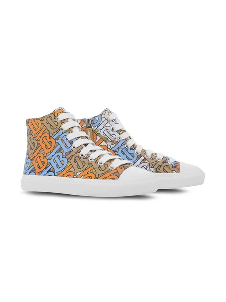  Burberry Kids Monogram Print High-top Sneakers - Multicolour 