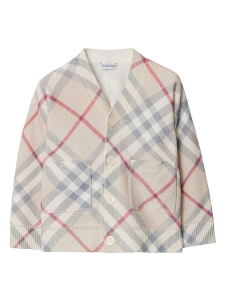  Burberry Kids Nova Check Wool Cardigan - Neutrals 