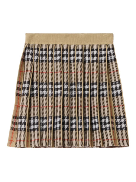  Burberry Kids Pleated Check-pattern Skirt - Neutrals 