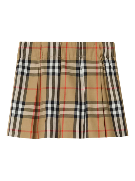  Burberry Kids Pleated Check Skirt - Neutrals 