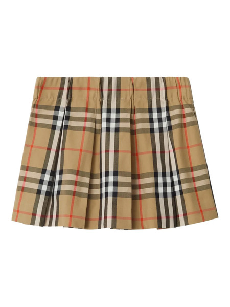  Burberry Kids Pleated Check Skirt - Neutrals 