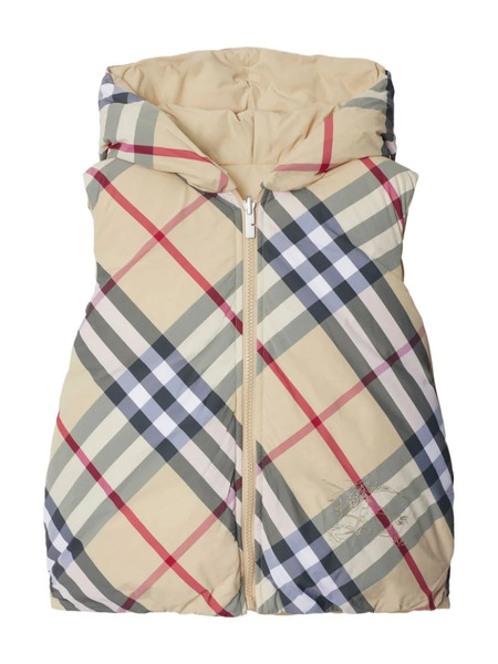  Burberry Kids Reversible Check Nylon Padded Gilet - Neutrals 