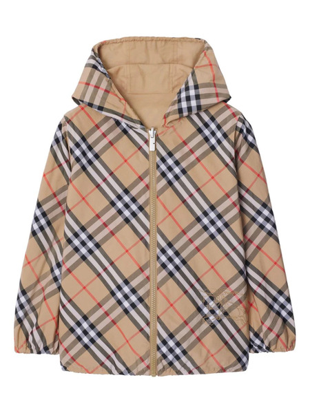  Burberry Kids Reversible Check-pattern Cotton Jacket - Neutrals 