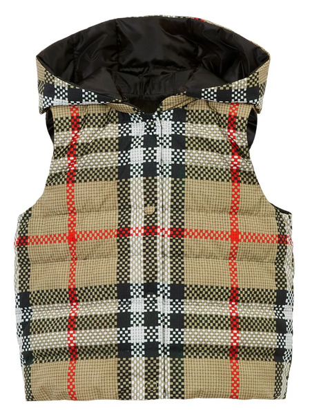  Burberry Kids Reversible Check-pattern Hooded Gilet - Black 
