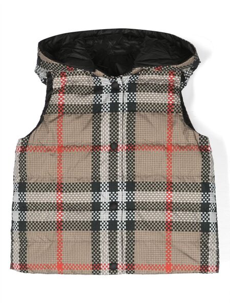  Burberry Kids Reversible Check-pattern Hooded Gilet - Brown 