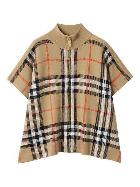  Burberry Kids Reversible Checked Cape - Neutrals 
