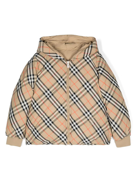  Burberry Kids Reversible Checked Puffer Jacket - Neutrals 